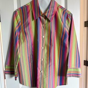 Doncaster Silk 3/4 sleeve striped blouse